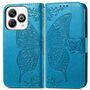 F�r ZTE Blade A75 4G Kunstleder Schmetterling Wallet H�lle Tasche Blau