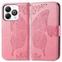 F�r ZTE Blade A75 4G Kunstleder Schmetterling Wallet H�lle Tasche Pink