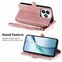 F�r ZTE Blade A75 4G Design Kunstleder Zipper Book Wallet Tasche Rosa