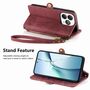 F�r ZTE Blade A75 4G Design Kunstleder Zipper Book Wallet Tasche Rot