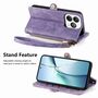 F�r ZTE Blade A75 4G Design Kunstleder Zipper Book Wallet Tasche Lila