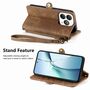 F�r ZTE Blade A75 4G Design Kunstleder Zipper Book Wallet Tasche Braun