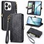 F�r ZTE Blade A75 4G Design Kunstleder Zipper Wallet Tasche Schwarz