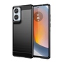 F�r Motorola Moto G85 5G Carbon Design Textur TPU Handy H�lle Schwarz