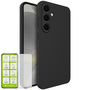 F�r Samsung Galaxy S25 5G Silikon TPU Schutz H�lle Schwarz + Hart Glas