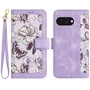 F�r Google Pixel 9a Kunstleder Book Wallet Blumen Tasche H�lle Lila