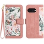 Fr Google Pixel 9a Kunstleder Book Wallet Blumen Tasche Hlle Rosa