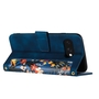 F�r Google Pixel 9a Kunstleder Book Wallet Blumen Tasche H�lle D- Blau