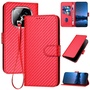 F�r Xiaomi Redmi Note 14 Pro Plus 5G Carbon Fiber Kunstleder H�lle Rot