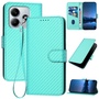 Fr Xiaomi Redmi Note 14 5G Carbon Fiber Kunstleder Handy Hlle Trkis