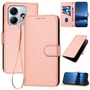 F�r Xiaomi Redmi Note 14 5G Carbon Fiber Kunstleder Tasche H�lle Rosa
