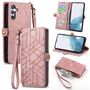 F�r Samsung Galaxy A56 / A36 Kunstleder Zipper Book Wallet Tasche Rosa