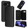 F�r Google Pixel 9a Carbon Faser Flip Textur Schutz H�lle Schwarz