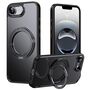 F�r Apple iPhone 16e Frosted 360 Ring MagSafe TPU + PC H�lle Schwarz
