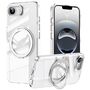 F�r Apple iPhone 16e Frosted 360 Ring MagSafe TPU + PC H�lle Silber