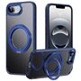 F�r Apple iPhone 16e Frosted 360 Ring MagSafe TPU + PC H�lle Case Blau