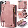 Fr Apple iPhone 16e Kunstleder Multifunktion Zipper Tasche Hlle Pink
