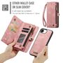 Fr Apple iPhone 16e Kunstleder Multifunktion Zipper Tasche Hlle Pink