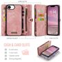 Fr Apple iPhone 16e Kunstleder Multifunktion Zipper Tasche Hlle Pink