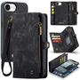 Fr Apple iPhone 16e Kunstleder Multifunktion Zipper Tasche Schwarz