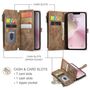 Fr Apple iPhone 16e Kunstleder Multifunktion Wallet Tasche Case Braun