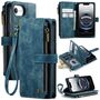 F�r Apple iPhone 16e Kunstleder Multifunktion Wallet Tasche Case Blau