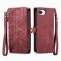 F�r Apple iPhone 16e Kunstleder Design Zipper Book Wallet Tasche Rot