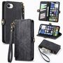 F�r Apple iPhone 16e Kunstleder Zipper Book Wallet Tasche Schwarz