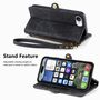 F�r Apple iPhone 16e Kunstleder Zipper Book Wallet Tasche Schwarz