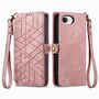 Fr Apple iPhone 16e Kunstleder Design Zipper Book Wallet Tasche Rosa