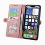 Fr Apple iPhone 16e Kunstleder Design Zipper Book Wallet Tasche Rosa
