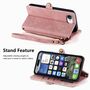 Fr Apple iPhone 16e Kunstleder Design Zipper Book Wallet Tasche Rosa