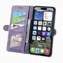 F�r Apple iPhone 16e Kunstleder Design Zipper Book Wallet Tasche Lila