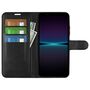 F�r Sony Xperia 1 VII Kunstleder Wallet Tasche Schwarz + 9H Hart Glas