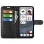 F�r Nothing Phone 3a Kunstleder Wallet Tasche Schwarz + 9H Hart Glas