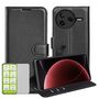 F�r Xiaomi Poco F7 Pro Kunstleder Wallet Tasche Schwarz + Hart Glas 
