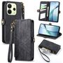 F�r Xiaomi Redmi Note 14 4G Kunstleder Zipper Wallet Tasche Schwarz