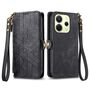 F�r Xiaomi Redmi Note 14 4G Kunstleder Zipper Wallet Tasche Schwarz