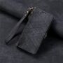 F�r Xiaomi Redmi Note 14 4G Kunstleder Zipper Wallet Tasche Schwarz