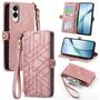 F�r Samsung Galaxy S25 Edge 5G Kunstleder Zipper Wallet Tasche Rosa