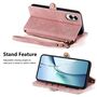 F�r Samsung Galaxy S25 Edge 5G Kunstleder Zipper Wallet Tasche Rosa