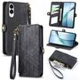 F�r Samsung Galaxy S25 Edge 5G Kunstleder Zipper Wallet Tasche Schwarz