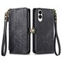 F�r Samsung Galaxy S25 Edge 5G Kunstleder Zipper Wallet Tasche Schwarz