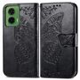 F�r Motorola Moto G35 Kunstleder Schmetterling Tasche H�lle Schwarz
