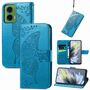 F�r Motorola Moto G35 Kunstleder Schmetterling Book Tasche H�lle Blau