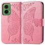 F�r Motorola Moto G35 Kunstleder Schmetterling Handy Tasche H�lle Pink