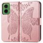 F�r Motorola Moto G35 Kunstleder Schmetterling Handy Tasche H�lle Rosa