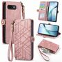 Fr Google Pixel 9a Kunstleder Design Zipper Book Wallet Tasche Rosa