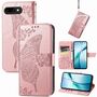 F�r Google Pixel 9a Kunstleder Schmetterling Handy Tasche H�lle Rosa