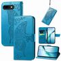 F�r Google Pixel 9a Kunstleder Schmetterling Handy Tasche H�lle Blau